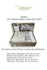 Wendy Mavi Çift Kişilik %100 Pamuk Nevresim Takımı Ve Doğal Yatak Örtüsü Seti