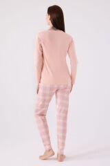 Kadın Pembe Uzun Kol Pijama Takım