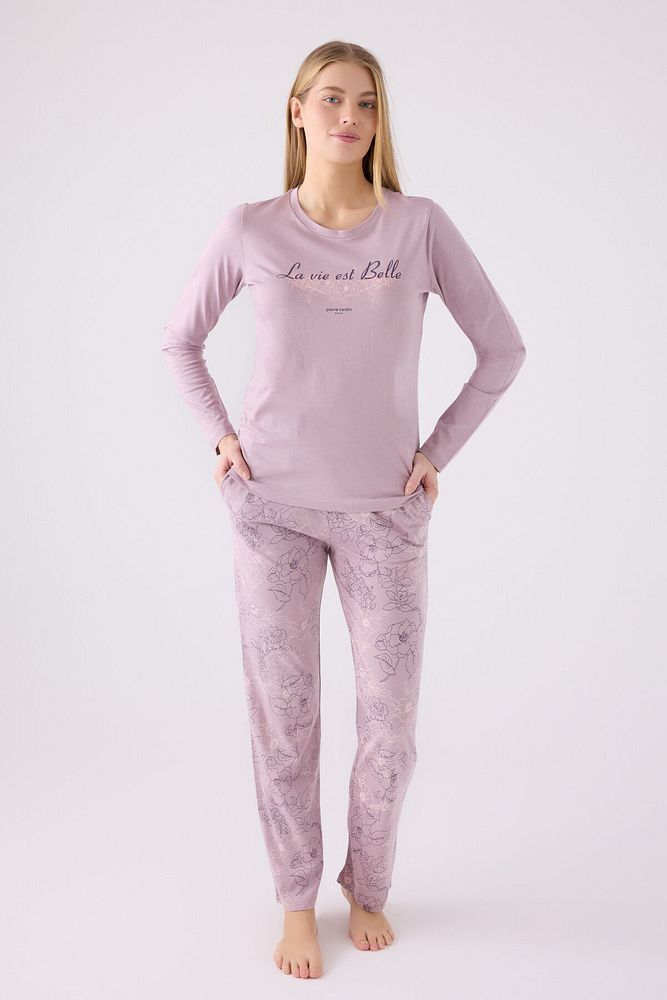 Kadın Mor Uzun Kol Pijama Takım