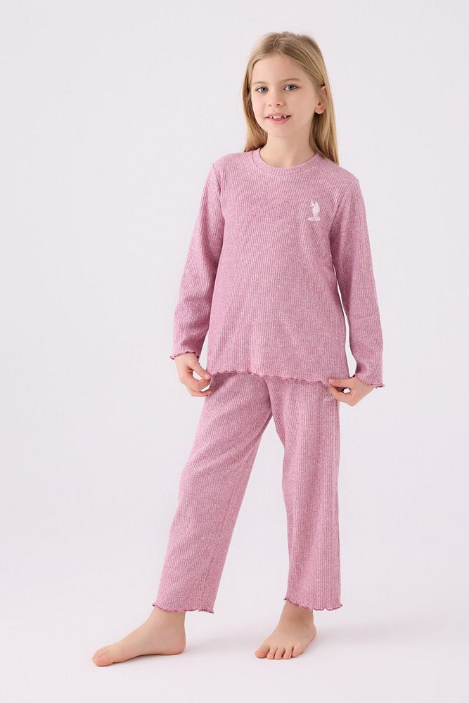 Kız Çocuk Mor Uzun Kol Pijama Takım