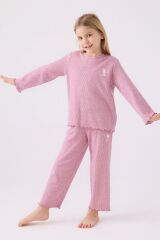 Kız Çocuk Mor Uzun Kol Pijama Takım