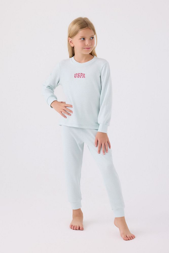 Kız Çocuk Uzun Kol Pijama Takım US1987 Su Yeşili