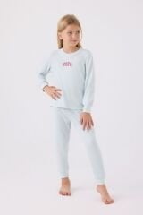 Kız Çocuk Uzun Kol Pijama Takım US1987 Su Yeşili