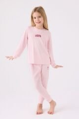 Kız Çocuk Uzun Kol Pijama Takım US1987 Su Yeşili