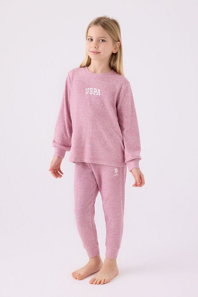 U.S. Polo Assn Kız Çocuk Mor Uzun Kol Pijama Takım