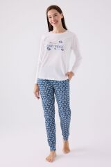 Pıerre Cardın Kadın Uzun Kol Pijama Takım PC8881 Krem