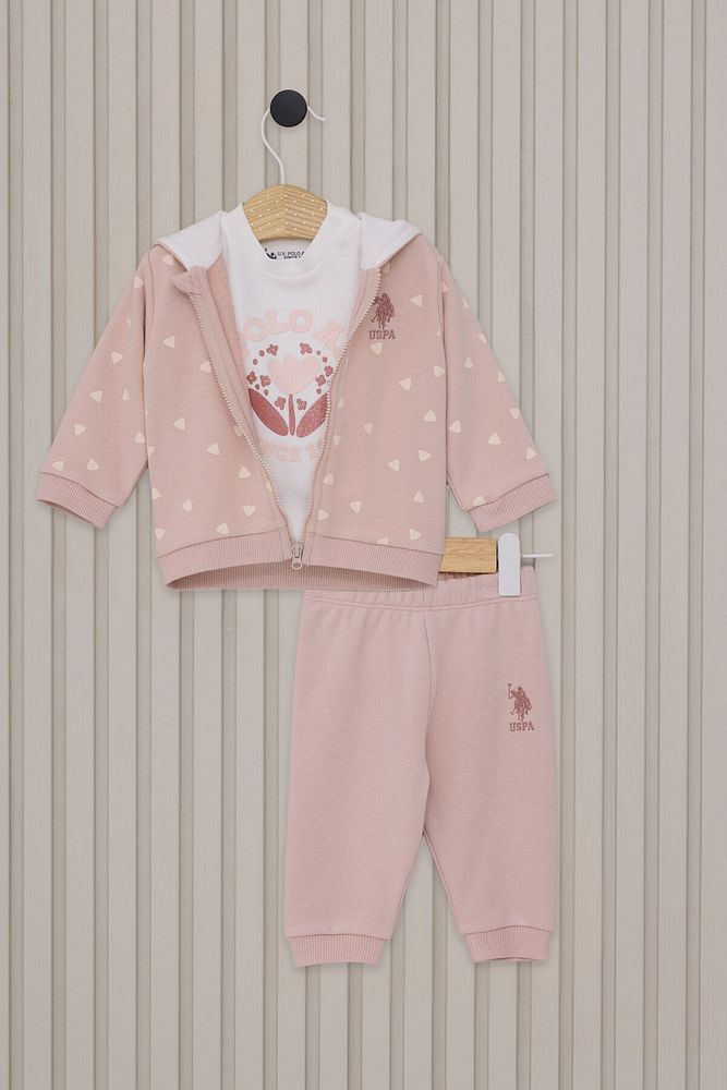 Us Polo Kız Bebek 3lü Takım USB2148 Toz Pembe