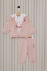 Us Polo Kız Bebek 3lü Takım USB2148 Toz Pembe