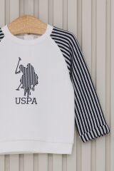 U.S. Polo Assn Krem Kolları Çizgili Bebek İkili Takım USB2161