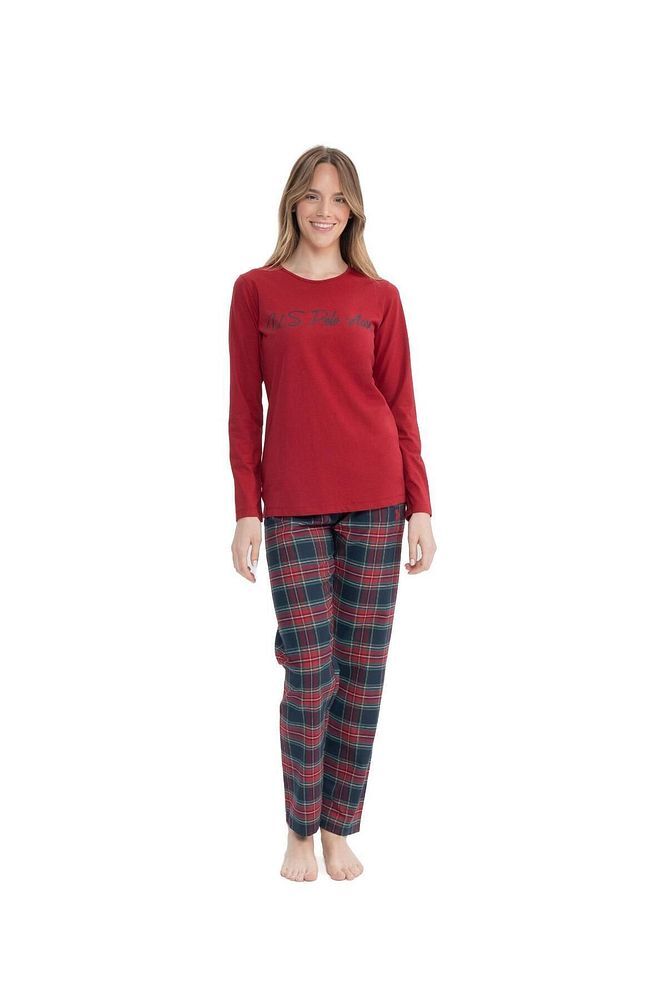 U.S. Polo Assn. Kadın Bordo Yuvarlak Yaka Pijama Takımı