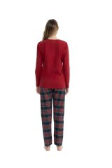 U.S. Polo Assn. Kadın Bordo Yuvarlak Yaka Pijama Takımı