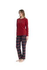 U.S. Polo Assn. Kadın Bordo Yuvarlak Yaka Pijama Takımı