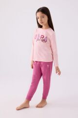 Kız Çocuk Pembe Uzun Kol Pijama Takım