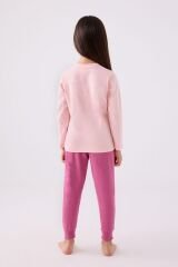 Kız Çocuk Pembe Uzun Kol Pijama Takım