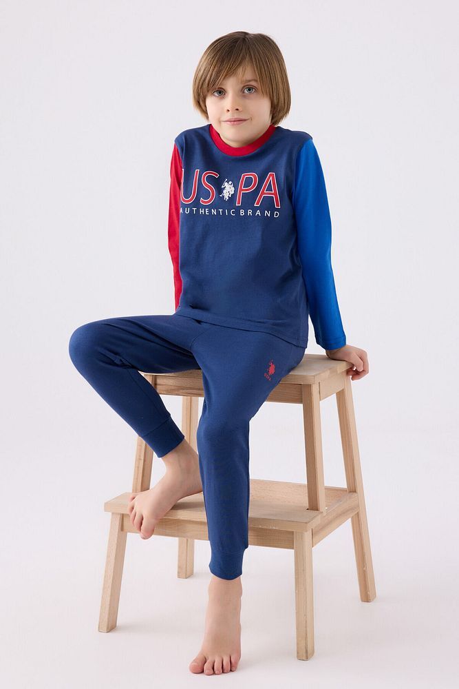 Erkek Çocuk Mavi Uzun Kol Pijama Takım