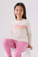 Kız Çocuk Uzun Kol Pijama Takım US1962 Krem