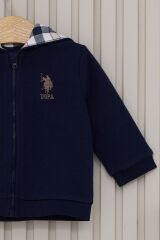 U.S. Polo Assn Lacivert Kapüşonlu Bebek Üçlü Takım USB2062