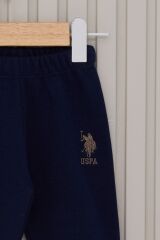 U.S. Polo Assn Lacivert Kapüşonlu Bebek Üçlü Takım USB2062