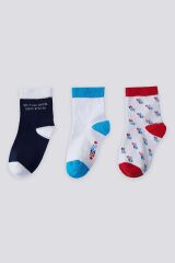 U.s. Polo Assn Lisanslı Beyaz-mavi Erkek Bebek 3'lü Çorap Takım