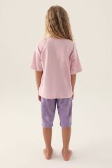 U.S. Polo Assn Lisanslı Star Printed Toz Pembe Kız Çocuk Kapri Takım