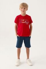 U.S. Polo Assn Lisanslı Graphic Written Kırmızı Erkek Çocuk Bermuda Takım
