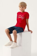 U.S. Polo Assn Lisanslı Graphic Written Kırmızı Erkek Çocuk Bermuda Takım