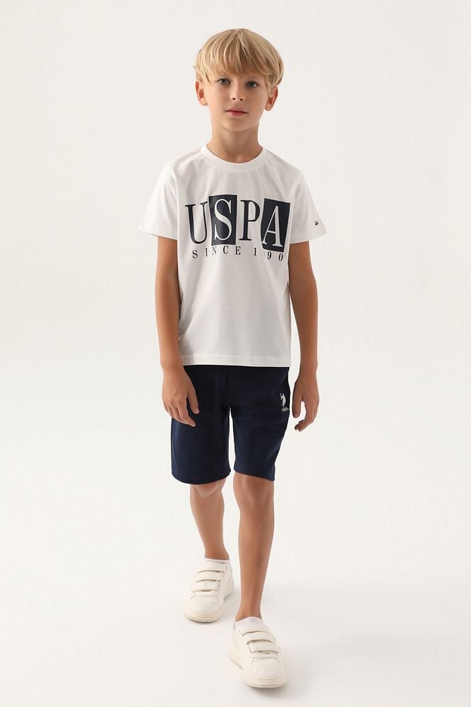 U.S. Polo Assn Lisanslı Written Krem Erkek Çocuk Bermuda Takım