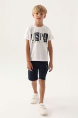 U.S. Polo Assn Lisanslı Written Krem Erkek Çocuk Bermuda Takım