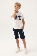 U.S. Polo Assn Lisanslı Written Krem Erkek Çocuk Bermuda Takım