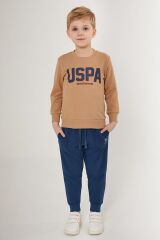 U.S. Polo Assn Original Pattern Beyaz Erkek Çocuk Eşofman Takımı