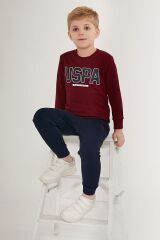 U.S. Polo Assn Original Pattern Beyaz Erkek Çocuk Eşofman Takımı