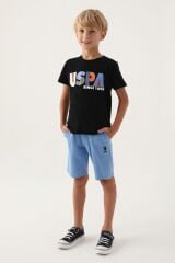 U.S. Polo Assn Lisanslı Colourful Siyah Erkek Çocuk Bermuda Takım
