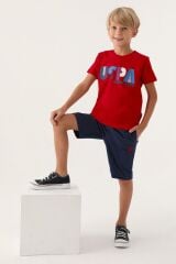 U.S. Polo Assn Lisanslı Colourful Siyah Erkek Çocuk Bermuda Takım