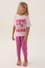 U.S. Polo Assn Lisanslı Printed Mor Kız Çocuk Pijama Takımı
