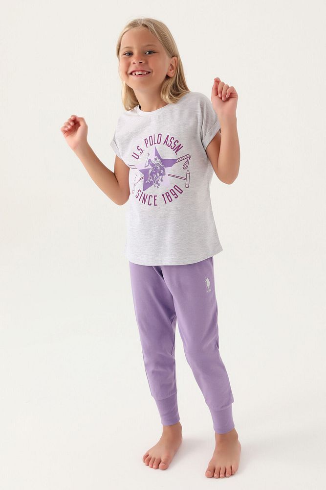 U.S. Polo Assn Lisanslı Starry Kar Melanj Kız Çocuk Pijama Takımı