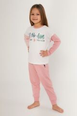 U.S. Polo Assn Girl Beyaz Pembe Kız Çocuk Uzun Kol Pijama Takım