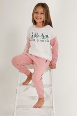 U.S. Polo Assn Girl Beyaz Pembe Kız Çocuk Uzun Kol Pijama Takım