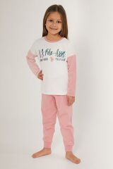 U.S. Polo Assn Girl Beyaz Pembe Kız Çocuk Uzun Kol Pijama Takım