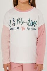 U.S. Polo Assn Girl Beyaz Pembe Kız Çocuk Uzun Kol Pijama Takım