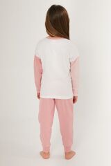 U.S. Polo Assn Girl Beyaz Pembe Kız Çocuk Uzun Kol Pijama Takım