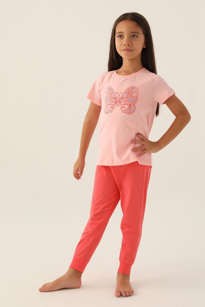 Kız Çocuk Somon Pijama Takımı