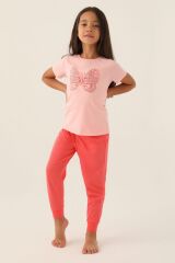 Kız Çocuk Somon Pijama Takımı