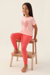Kız Çocuk Somon Pijama Takımı