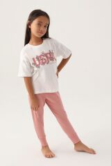 U.S. Polo Assn Lisanslı Daisy Krem Kız Çocuk Pijama Takımı