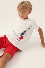U.S. Polo Assn Lisanslı With Emblem Krem Erkek Çocuk Bermuda Takım