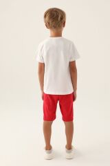 U.S. Polo Assn Lisanslı With Emblem Krem Erkek Çocuk Bermuda Takım