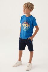 U.S. Polo Assn. Lisanslı Crew Neck Cobalt Erkek Çocuk Bermuda Takım