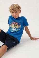 U.S. Polo Assn. Lisanslı Crew Neck Cobalt Erkek Çocuk Bermuda Takım