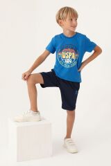U.S. Polo Assn. Lisanslı Crew Neck Cobalt Erkek Çocuk Bermuda Takım