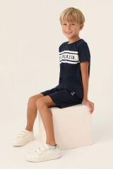 U.S. Polo Assn Lisanslı Rectangular Pattern Lacivert Erkek Çocuk Bermuda Takım